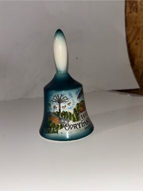 Opryland Souvenir Decorative Bell - Teal and White